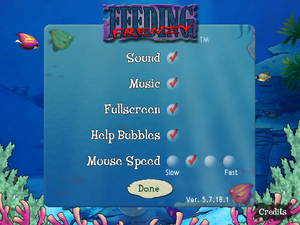 In-game options of Feeding Frenzy.