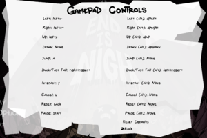 In-game gamepad control settings.