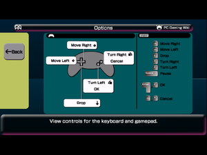 In-game controls layout screen.