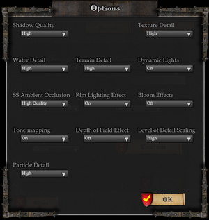 Custom graphics settings menu