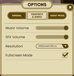 Graphics & Audio options