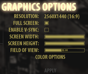 In-game general video settings.