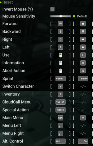 In-game General keyboard and mouse settings.