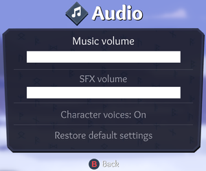 Audio settings.