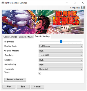 Graphics settings (External launcher)