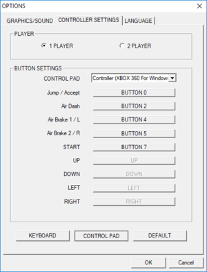External gamepad settings