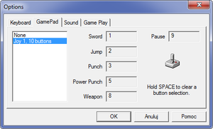 In-game gamepad settings.