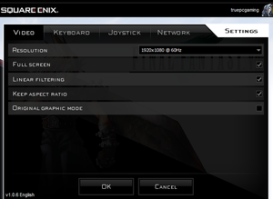 Final Fantasy VII (2012) video settings menu.