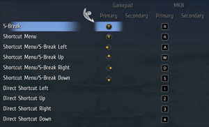 Gamepad settings and keyboard and mouse bindings (Shortcuts)