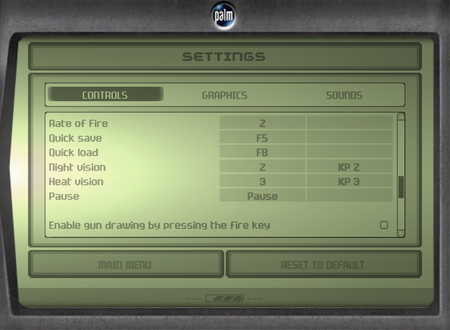 In-game general control settings.