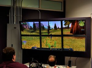 World of Warcraft being played on 6 monitors.