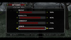 In-game Audio Options Menu