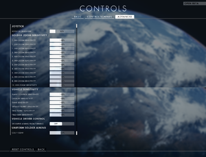 In-game advanced control settings.
