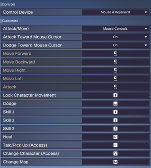 Keyboard and mouse bindings (Mouse controls layout)