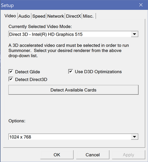 Launcher general video settings.