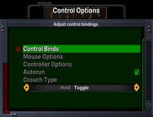 Control options
