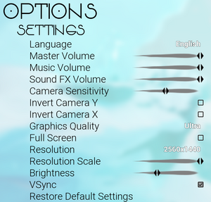 In-game General settings.