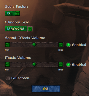 Graphics and audio settings (in the in-game menu, they are separated).